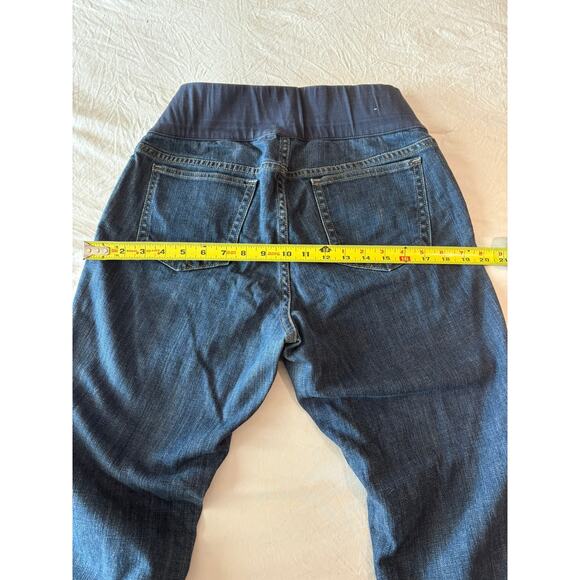 Gap Maternity Long & Lean jeans Size 10 Dark Wash Denim Elastic Waist - Picture 4 of 4